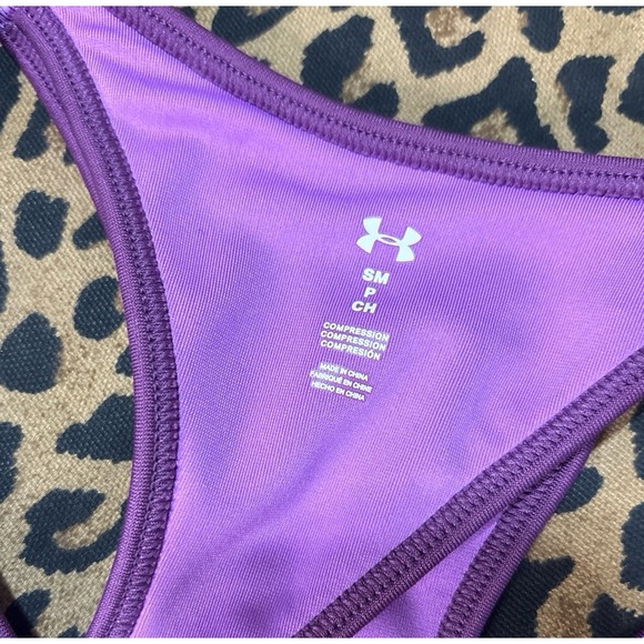 Under Armour Purple Mid Crossback Compression Sports Bra, Size Small - Picture 3 of 5